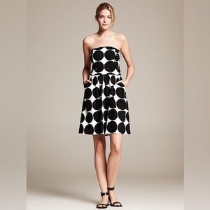 Banana Republic × Marimekko Kivet Dot Linen Strapless Dress, Size 4, NWT
